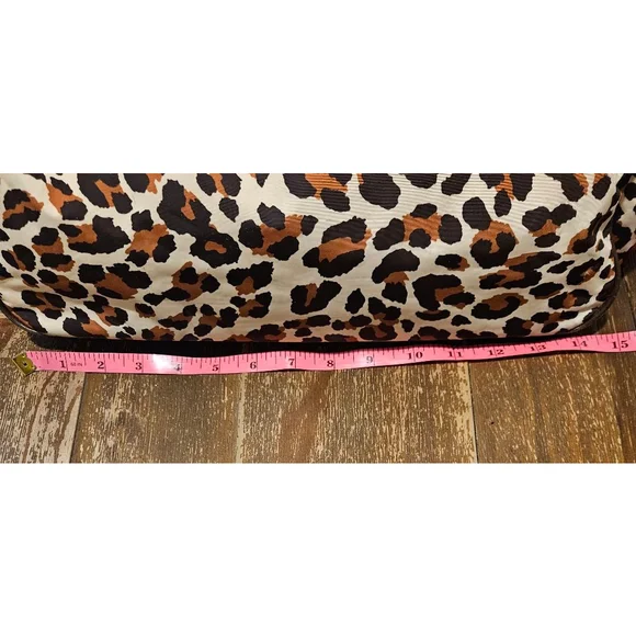 Women's Tory Burch Leopard Print Large Tote Bag Rope Handles Brown Beige - Picture 8 of 12